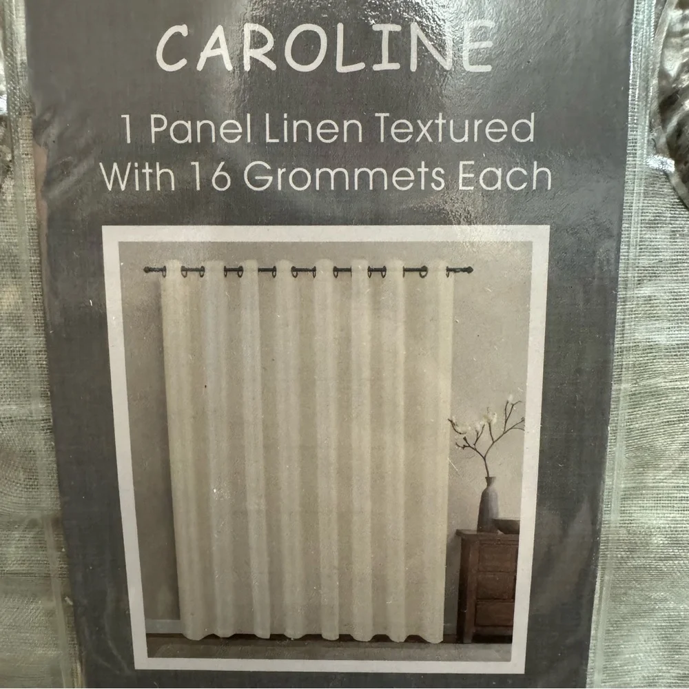 Caroline Silver 1 panel linen textured with 16 grommets each